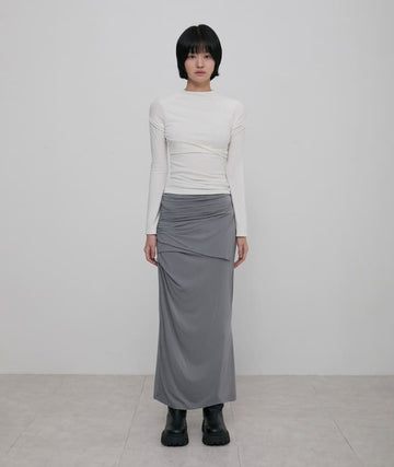 Layered Draped Jersey Maxi Skirt
